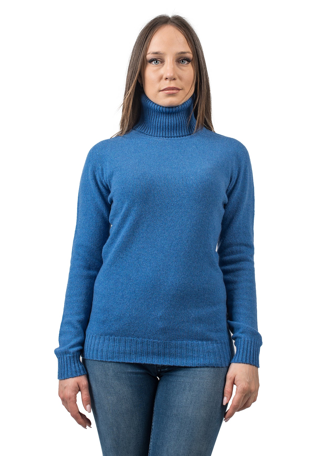 Women's recycled cashmere turtleneck, colour Light Blue | Dalle Piane Cashmere