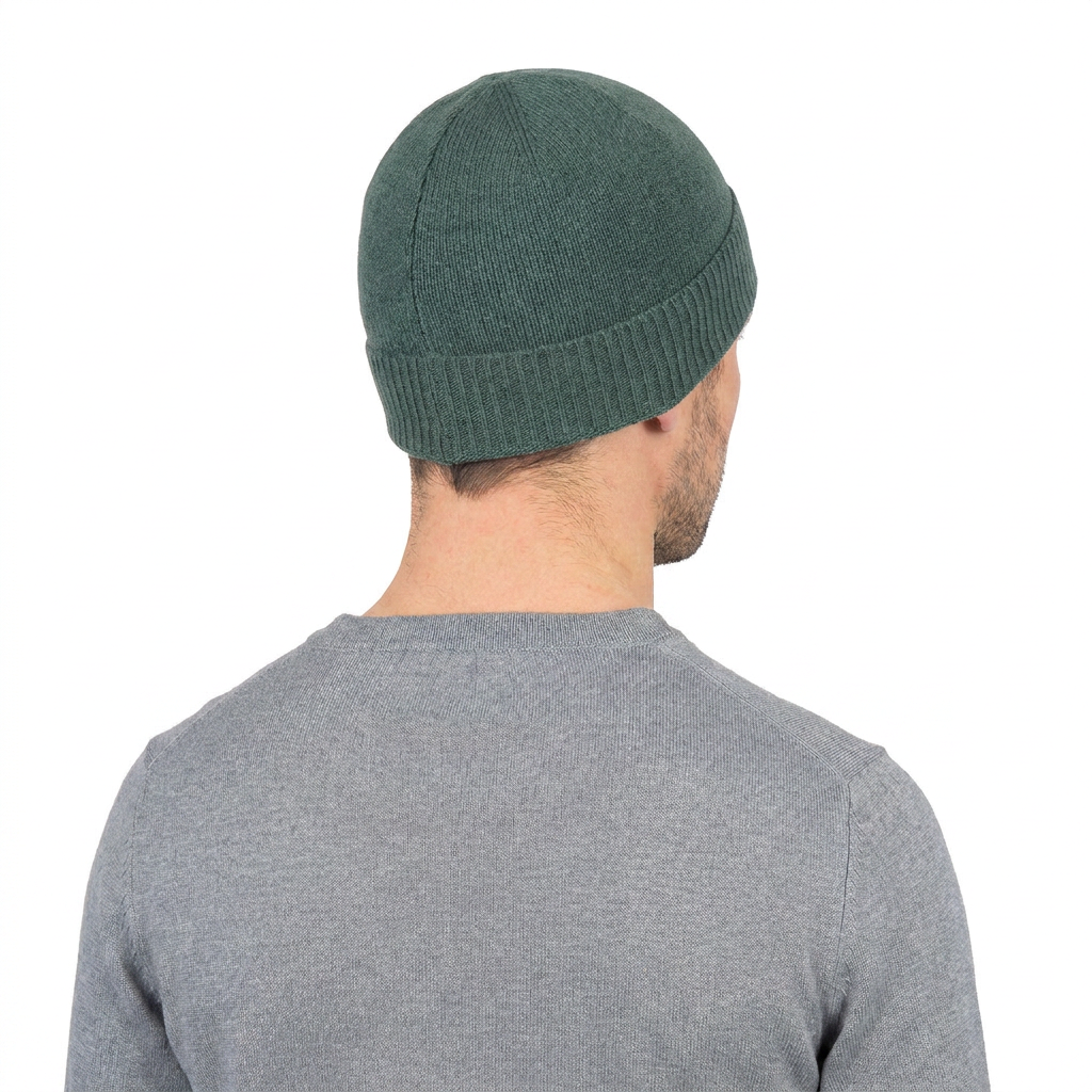 Men's plain-knit 100% cashmere beanie, colour Sage Green | Dalle Piane Cashmere