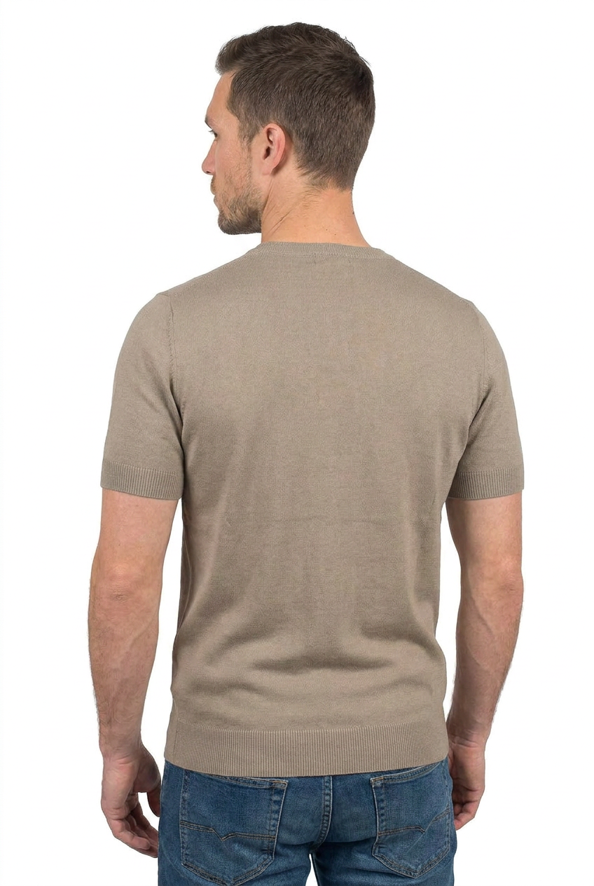 Men's 100% cotton T-shirt, colour Taupe, view 5 | Dalle Piane Cashmere