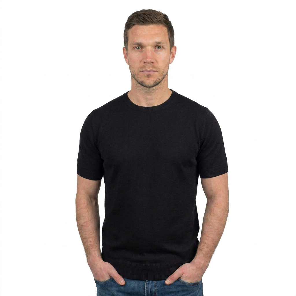 Men's 100% cotton T-shirt, colour Black | Dalle Piane Cashmere