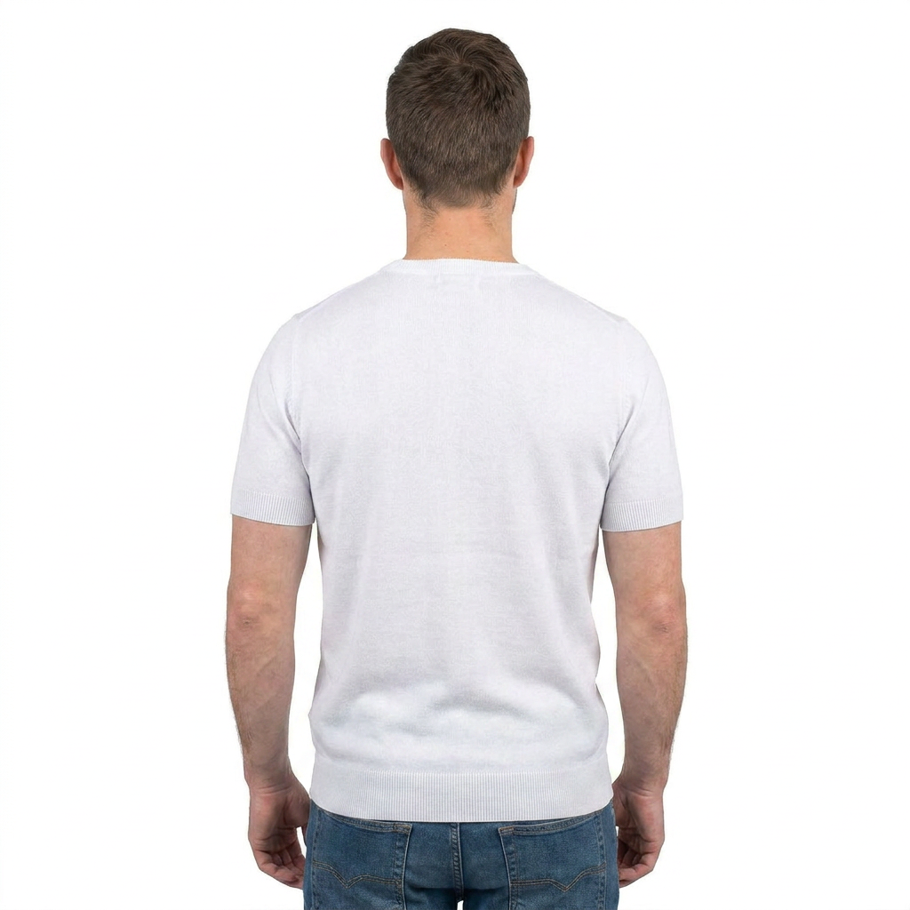 Men's 100% cotton T-shirt, colour White, view 4 | Dalle Piane Cashmere