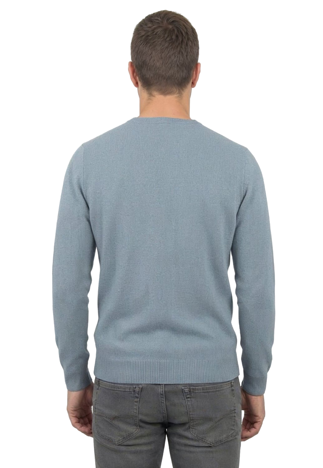 Men's 100% merino wool crewneck, colour Grey, view 4 | Dalle Piane Cashmere
