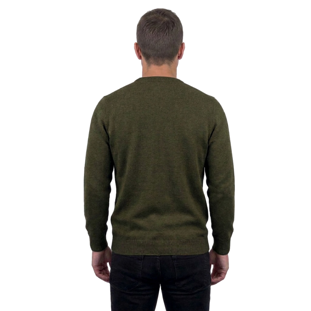 Men's 100% merino wool crewneck, colour Green, view 4 | Dalle Piane Cashmere