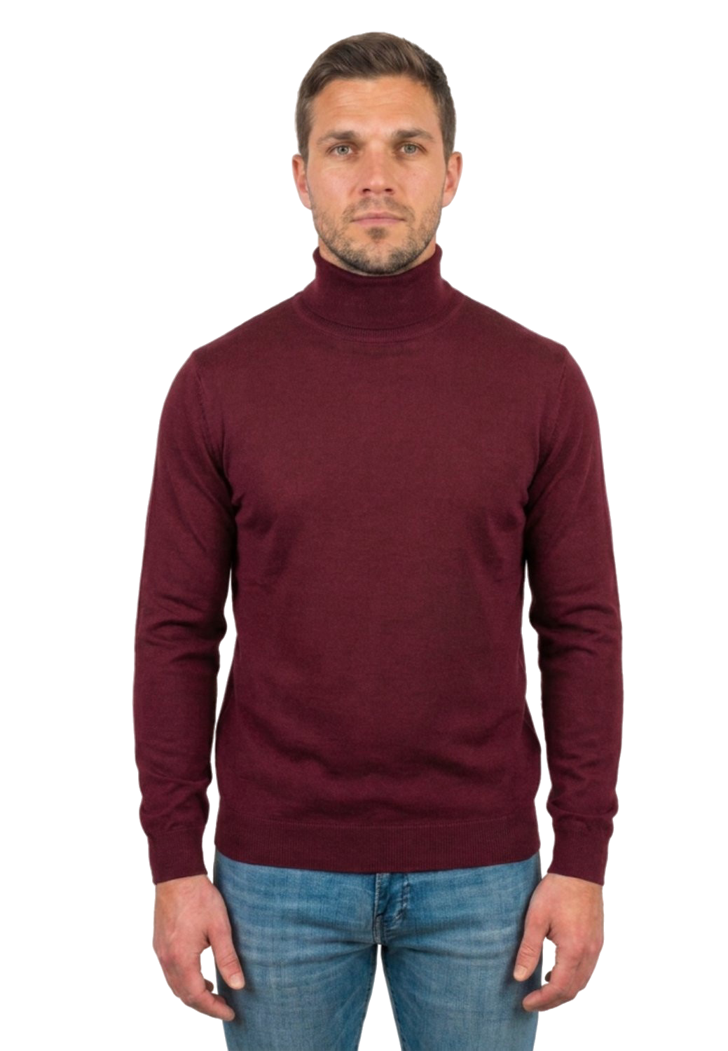 Men's 100% merino wool turtleneck, colour Bordeaux | Dalle Piane Cashmere