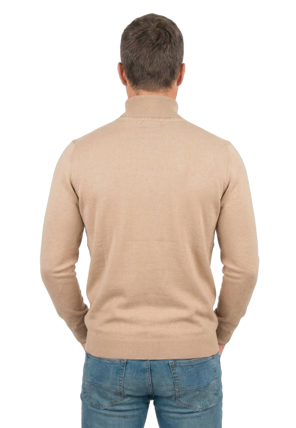 Men's 100% merino wool turtleneck, colour Beige, view 3 | Dalle Piane Cashmere