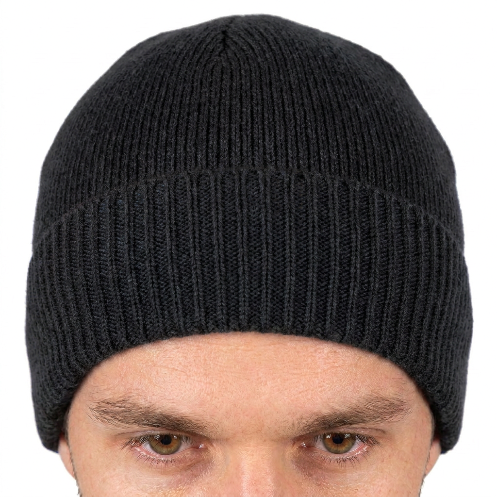 Men's plain-knit 100% cashmere beanie, colour Anthracite, view 4 | Dalle Piane Cashmere