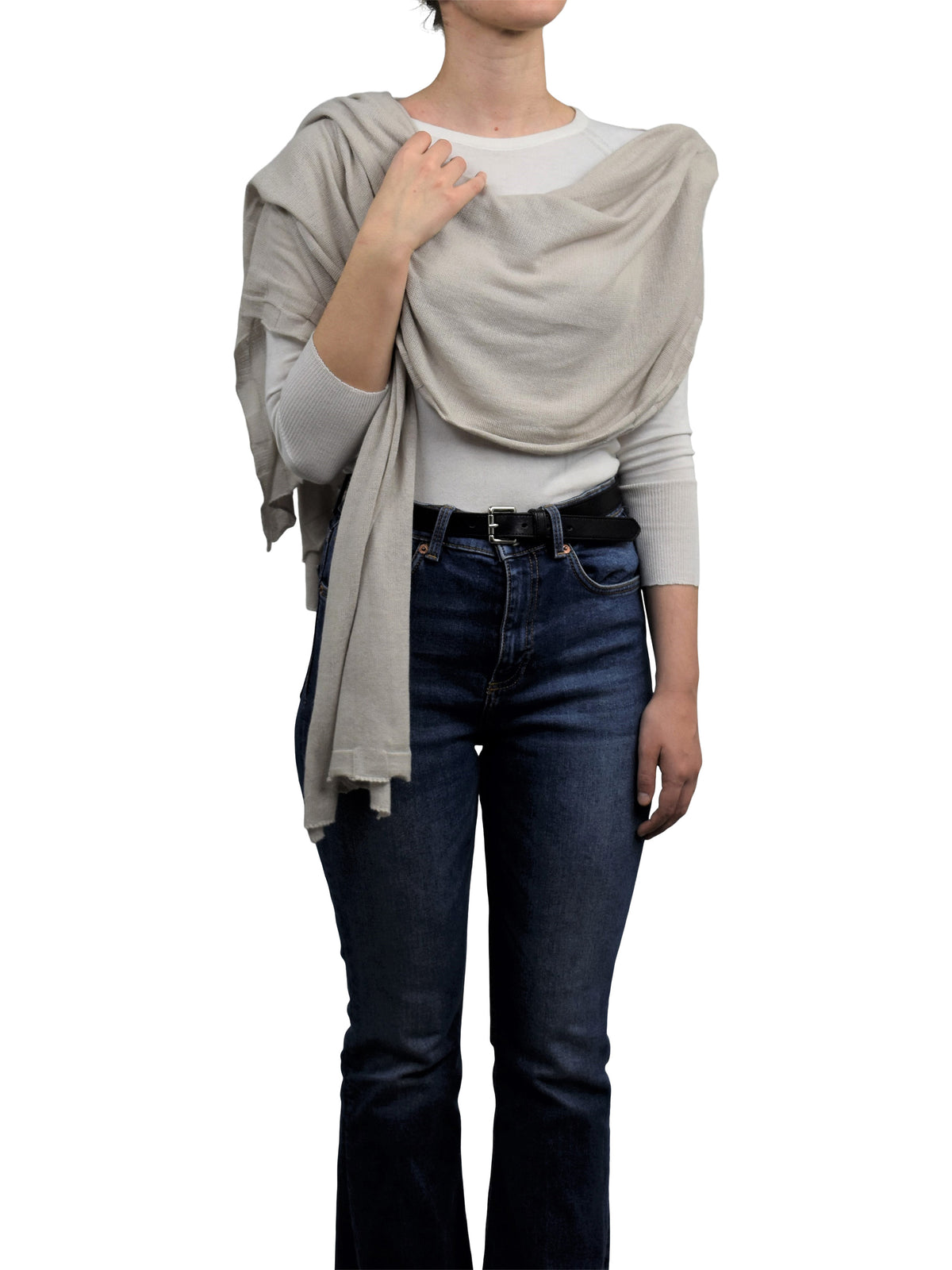 Women's cotton and cashmere wrap, colour Beige | Dalle Piane Cashmere