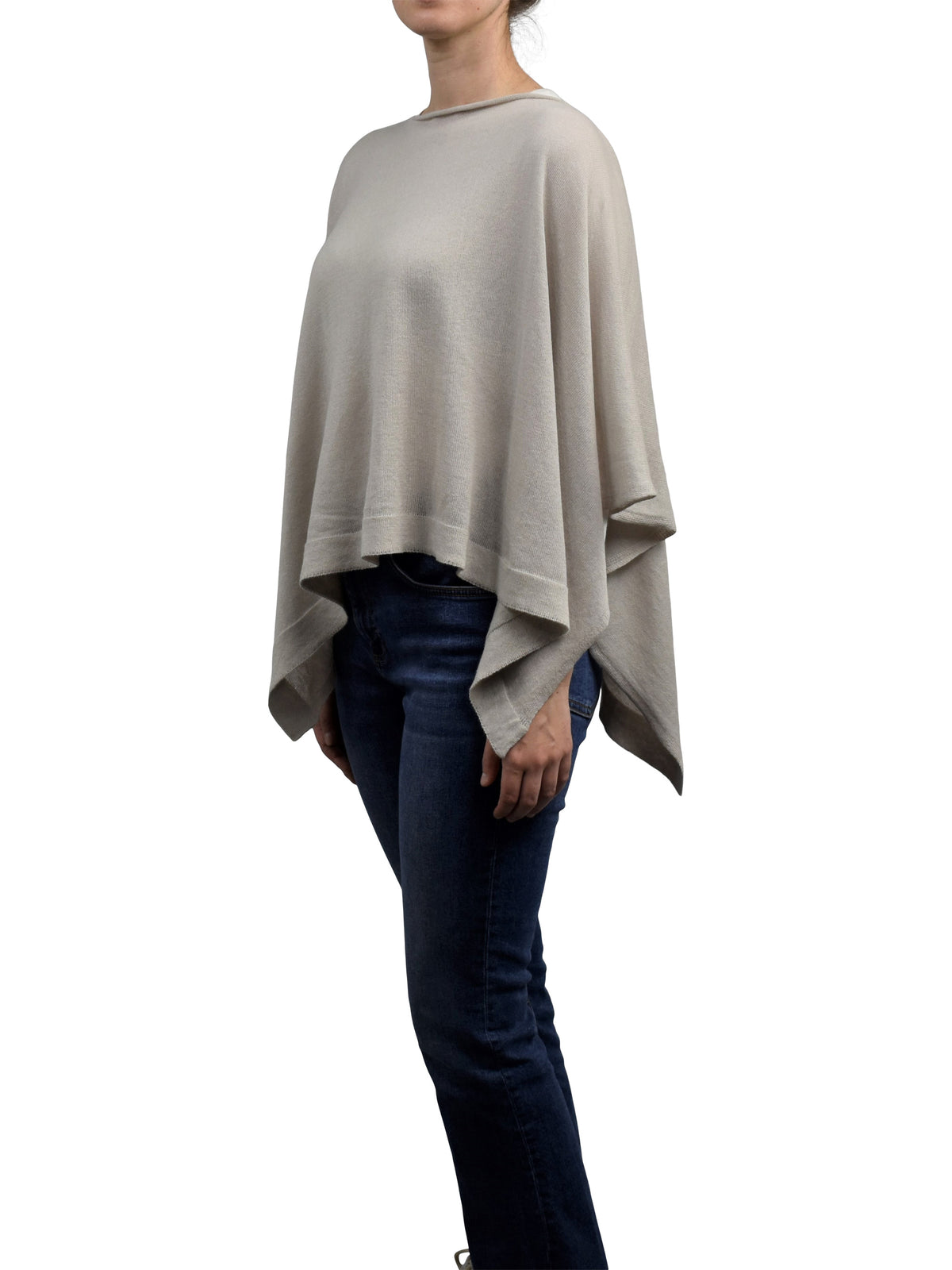 Cotton and cashmere poncho, colour Beige | Dalle Piane Cashmere