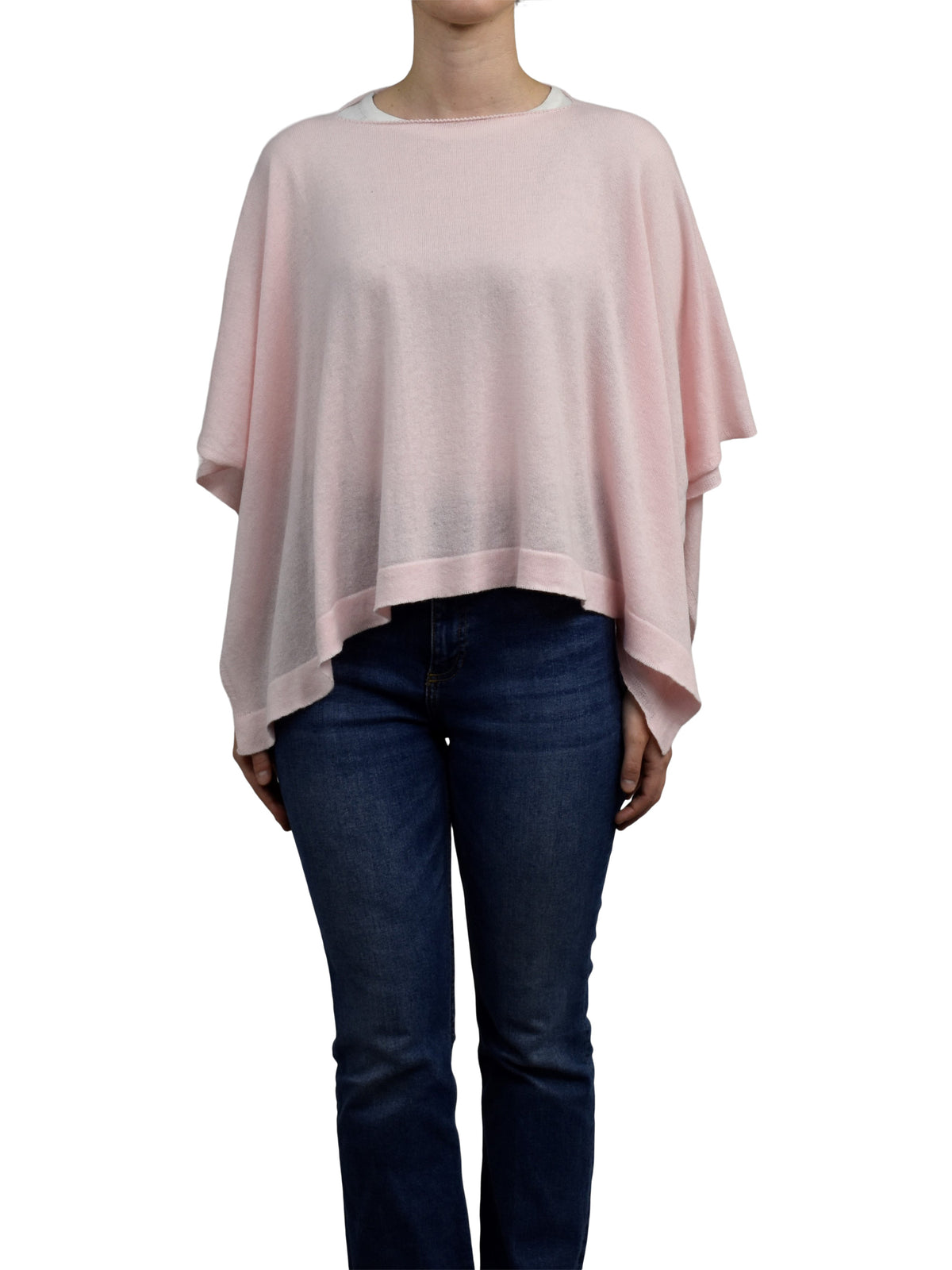 Cotton and cashmere poncho, colour Pink, view 2 | Dalle Piane Cashmere