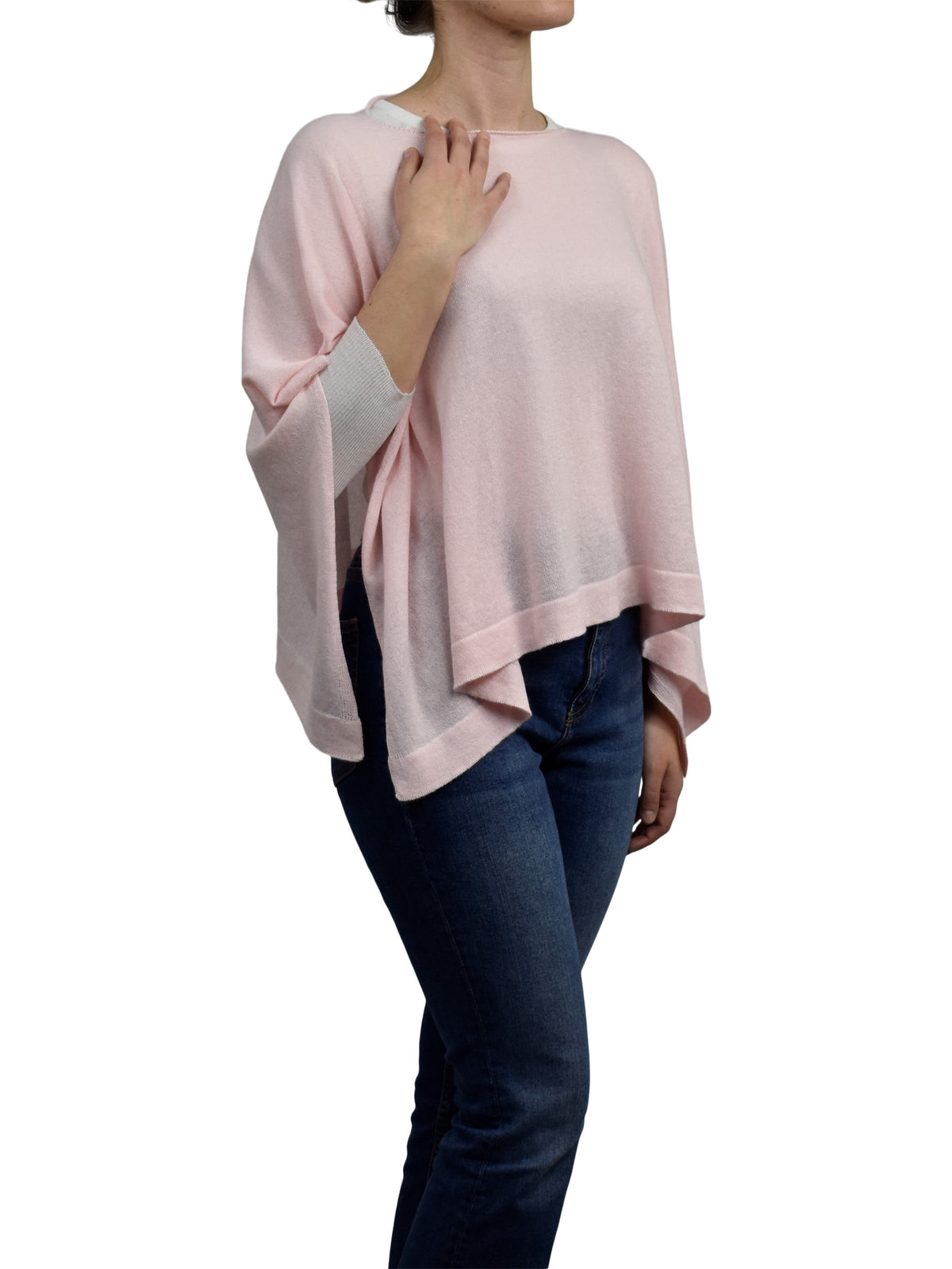 Cotton and cashmere poncho, colour Pink | Dalle Piane Cashmere
