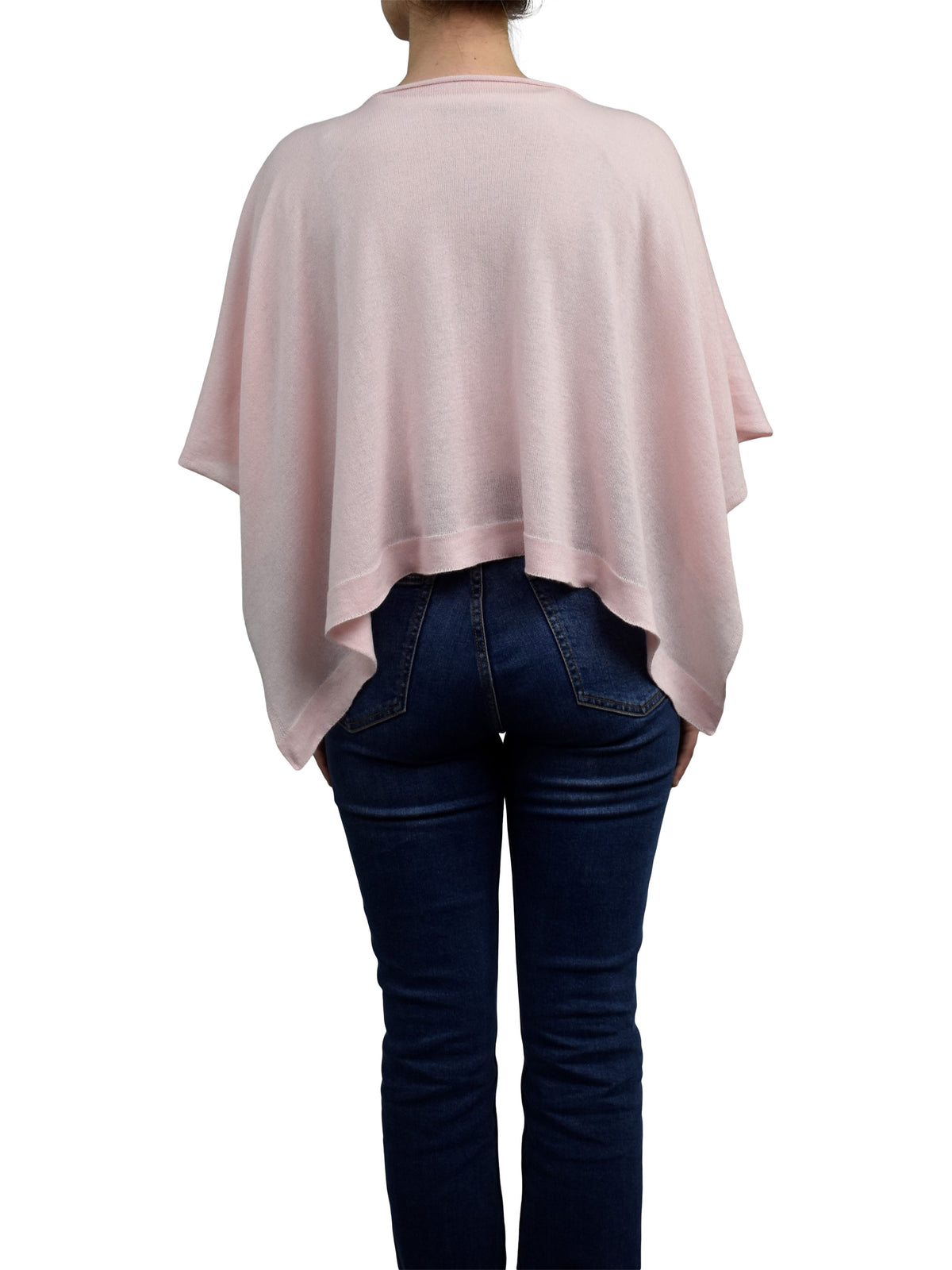 Cotton and cashmere poncho, colour Pink, view 4 | Dalle Piane Cashmere