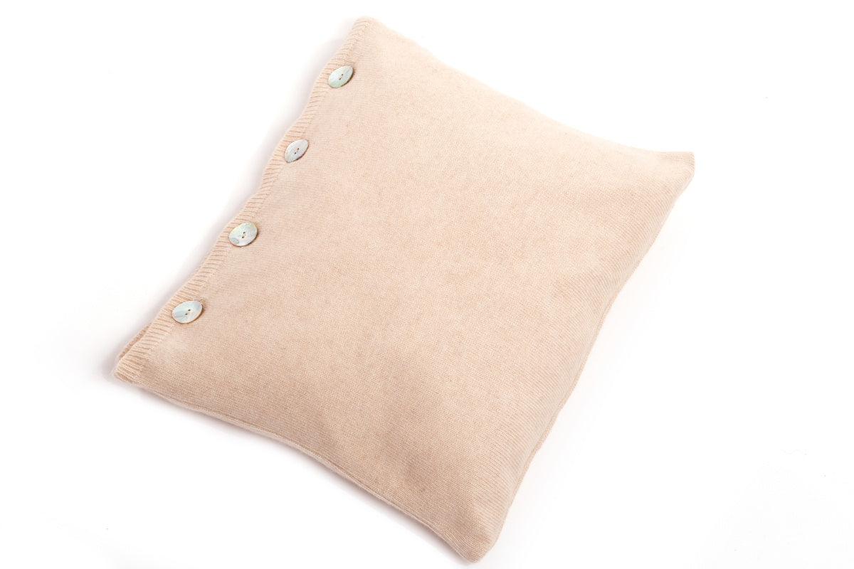 100% cashmere cushion with buttons, colour Beige | Dalle Piane Cashmere