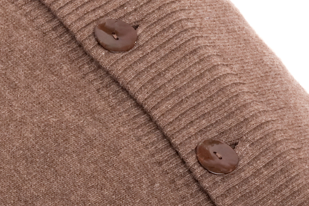 100% cashmere cushion with buttons, colour Mink, view 2 | Dalle Piane Cashmere