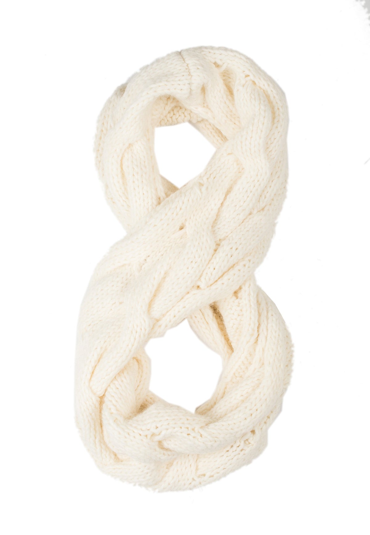 Cable-knit scarf, colour Cream, view 6 | Dalle Piane Cashmere