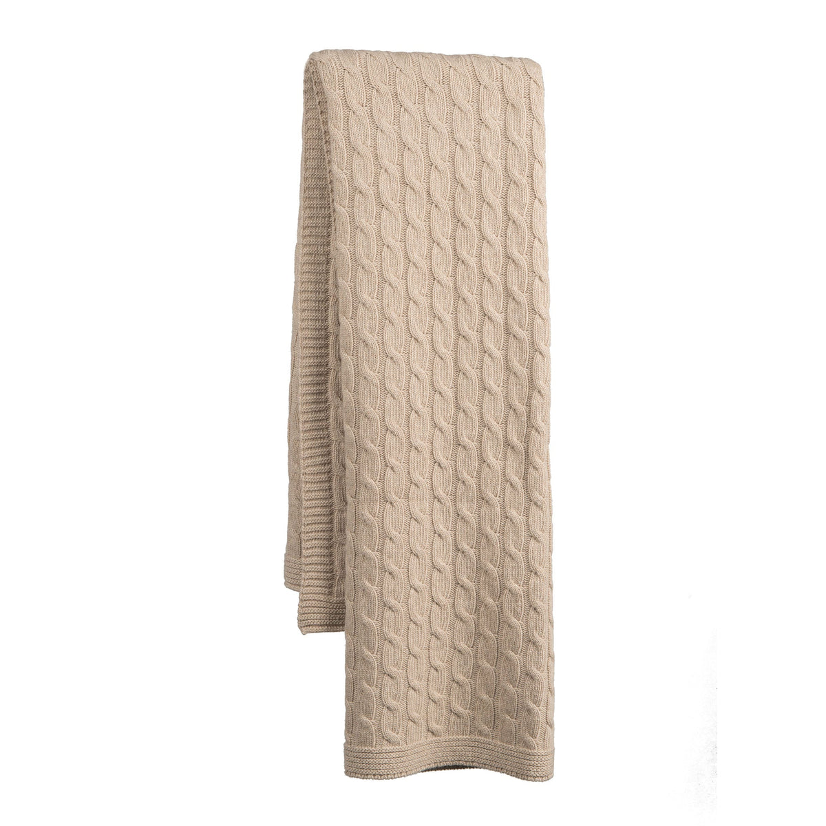 Cable-knit cashmere blend throw, colour Beige | Dalle Piane Cashmere