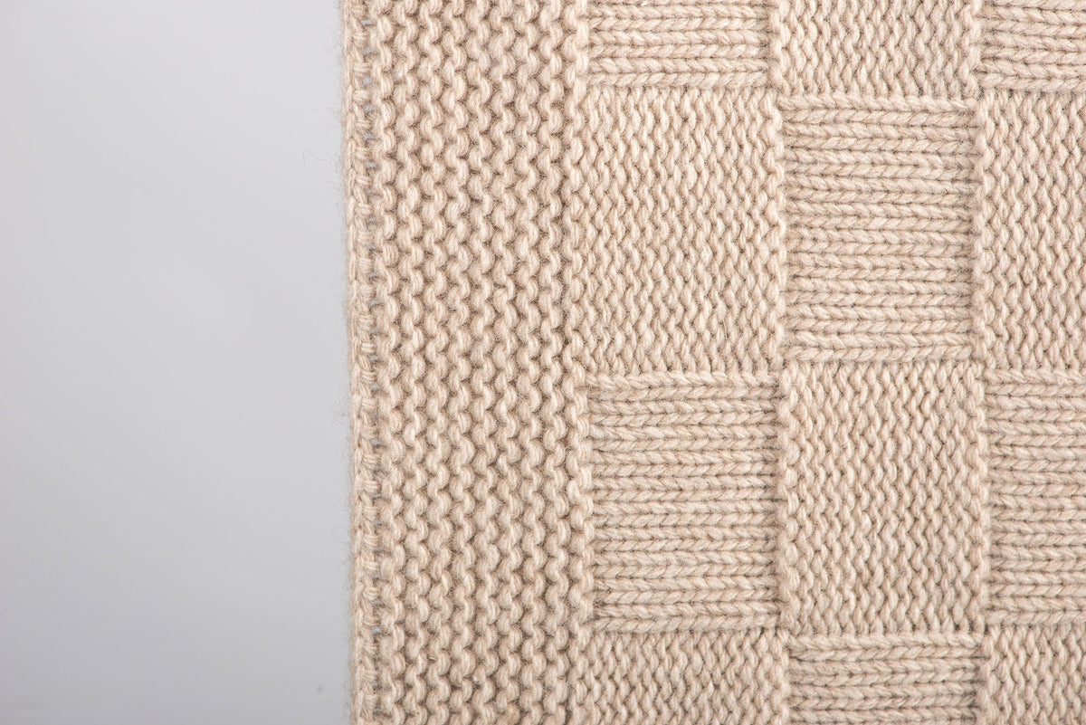 Checkerboard cashmere blend throw, colour Beige, view 2 | Dalle Piane Cashmere