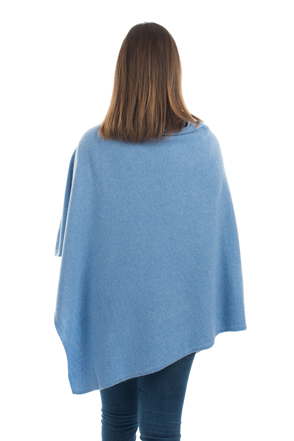 Cashmere blend poncho, colour Light Blue, view 3 | Dalle Piane Cashmere
