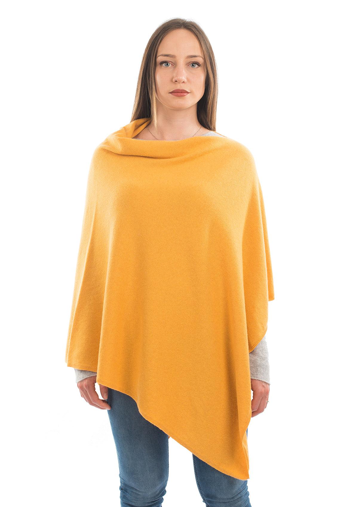 Cashmere blend poncho, colour Yellow | Dalle Piane Cashmere