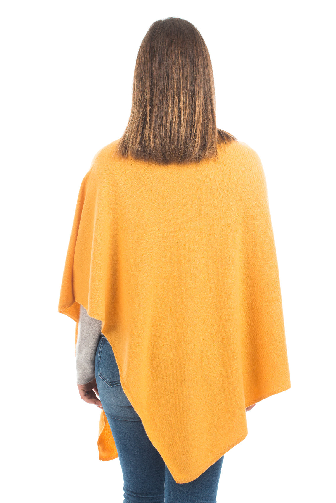 Cashmere blend poncho, colour Yellow, view 3 | Dalle Piane Cashmere