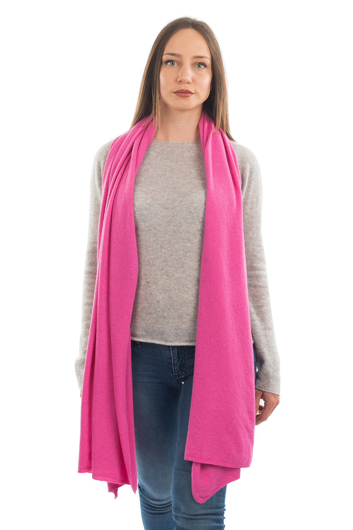 Women's cashmere blend wrap, colour Fuchsia | Dalle Piane Cashmere