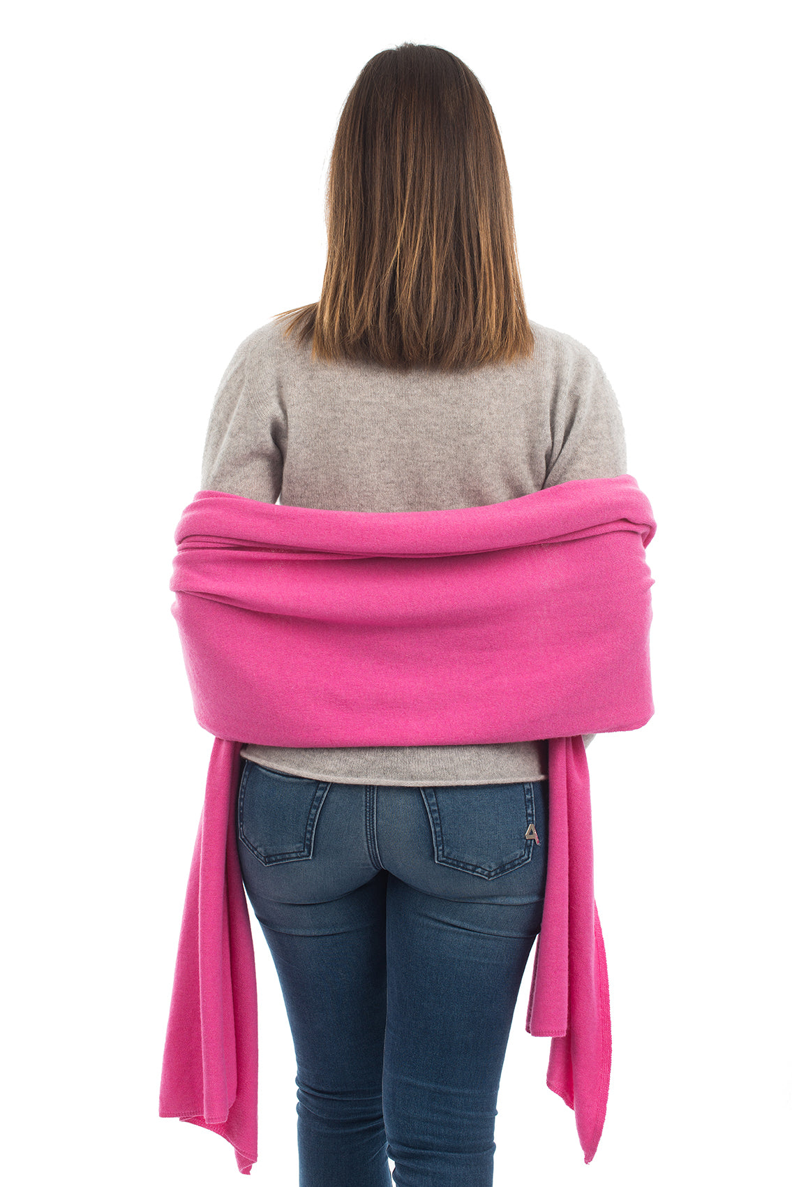 Women's cashmere blend wrap, colour Fuchsia, view 3 | Dalle Piane Cashmere