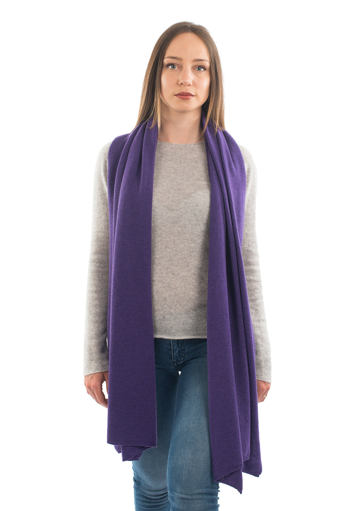 Women's cashmere blend wrap, colour Purple | Dalle Piane Cashmere