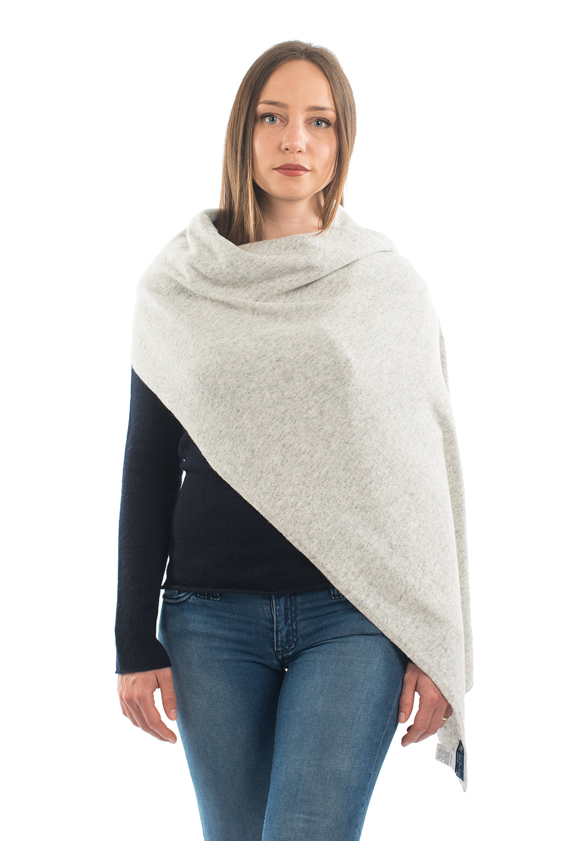Women's cashmere blend wrap, colour Grey | Dalle Piane Cashmere