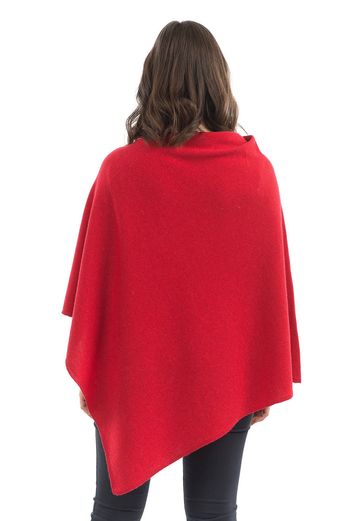 Cashmere blend poncho, colour Red, view 3 | Dalle Piane Cashmere