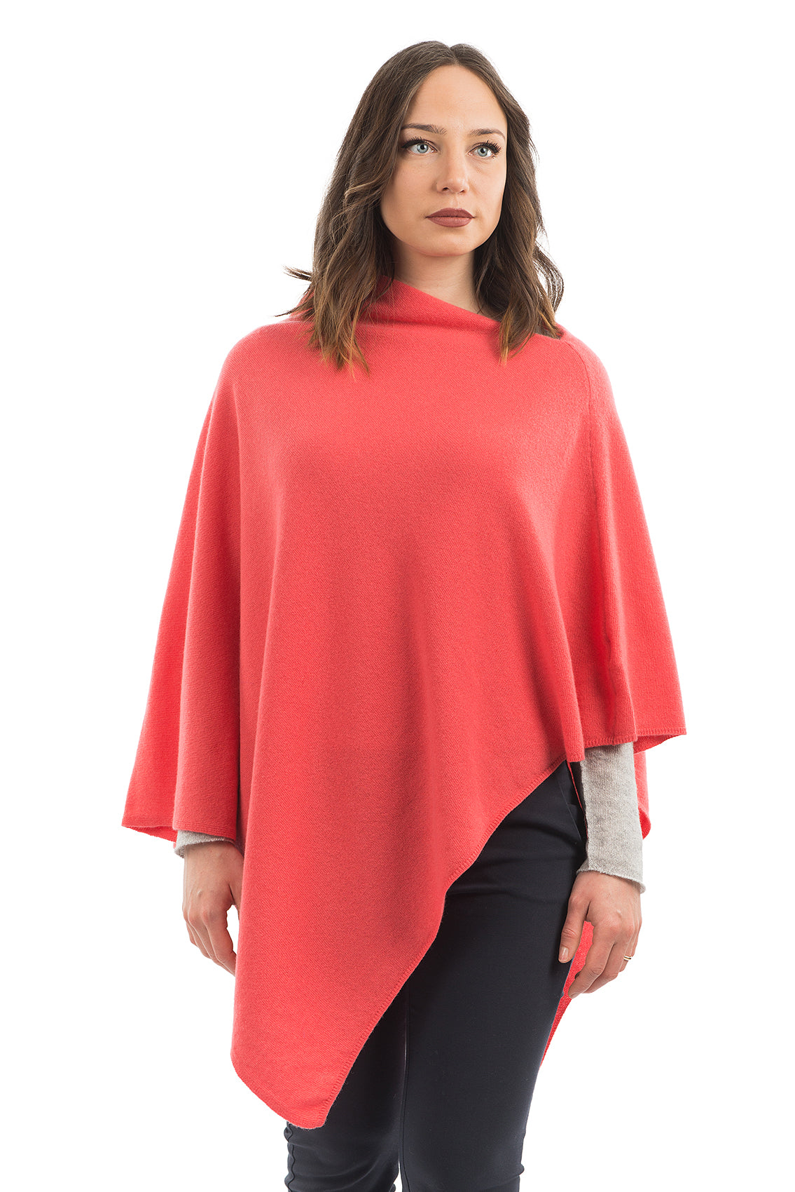 Cashmere blend poncho, colour Orange | Dalle Piane Cashmere