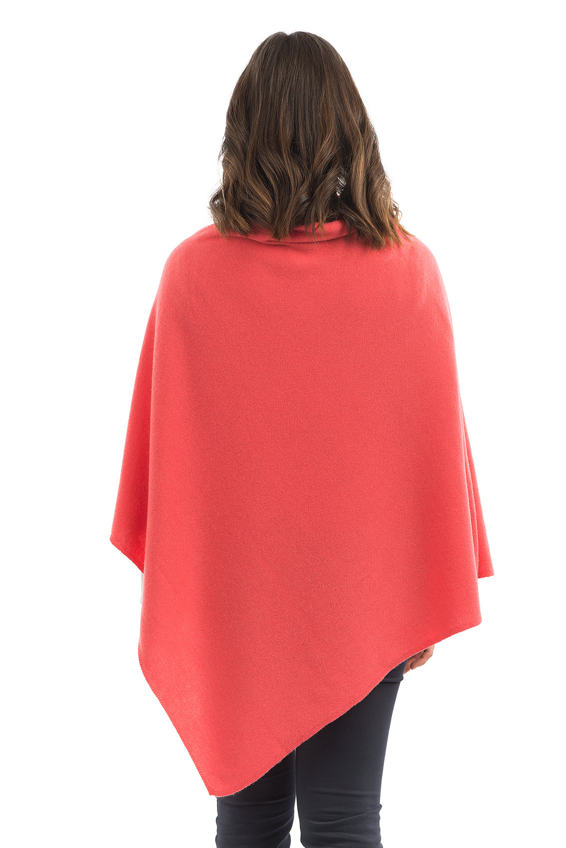 Cashmere blend poncho, colour Orange, view 3 | Dalle Piane Cashmere