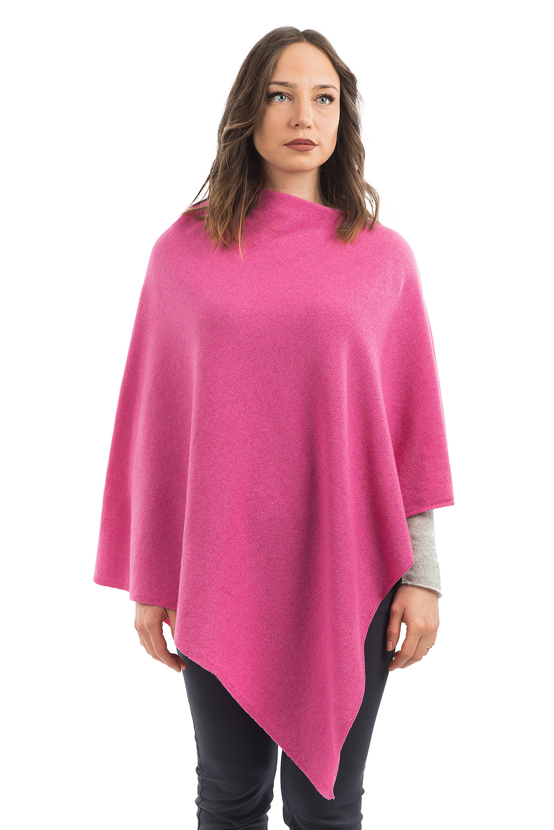 Cashmere blend poncho, colour Fuchsia | Dalle Piane Cashmere