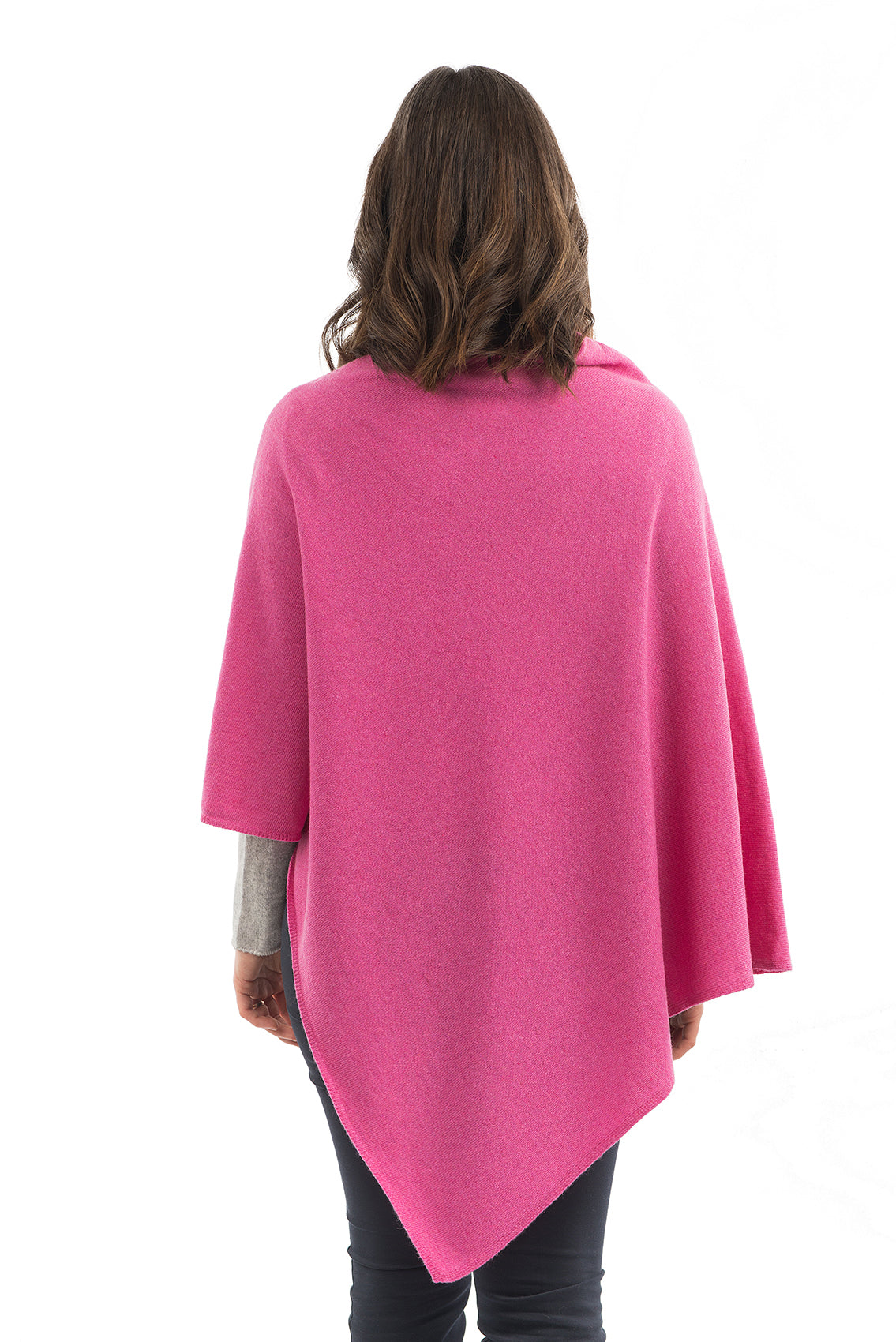 Cashmere blend poncho, colour Fuchsia, view 3 | Dalle Piane Cashmere
