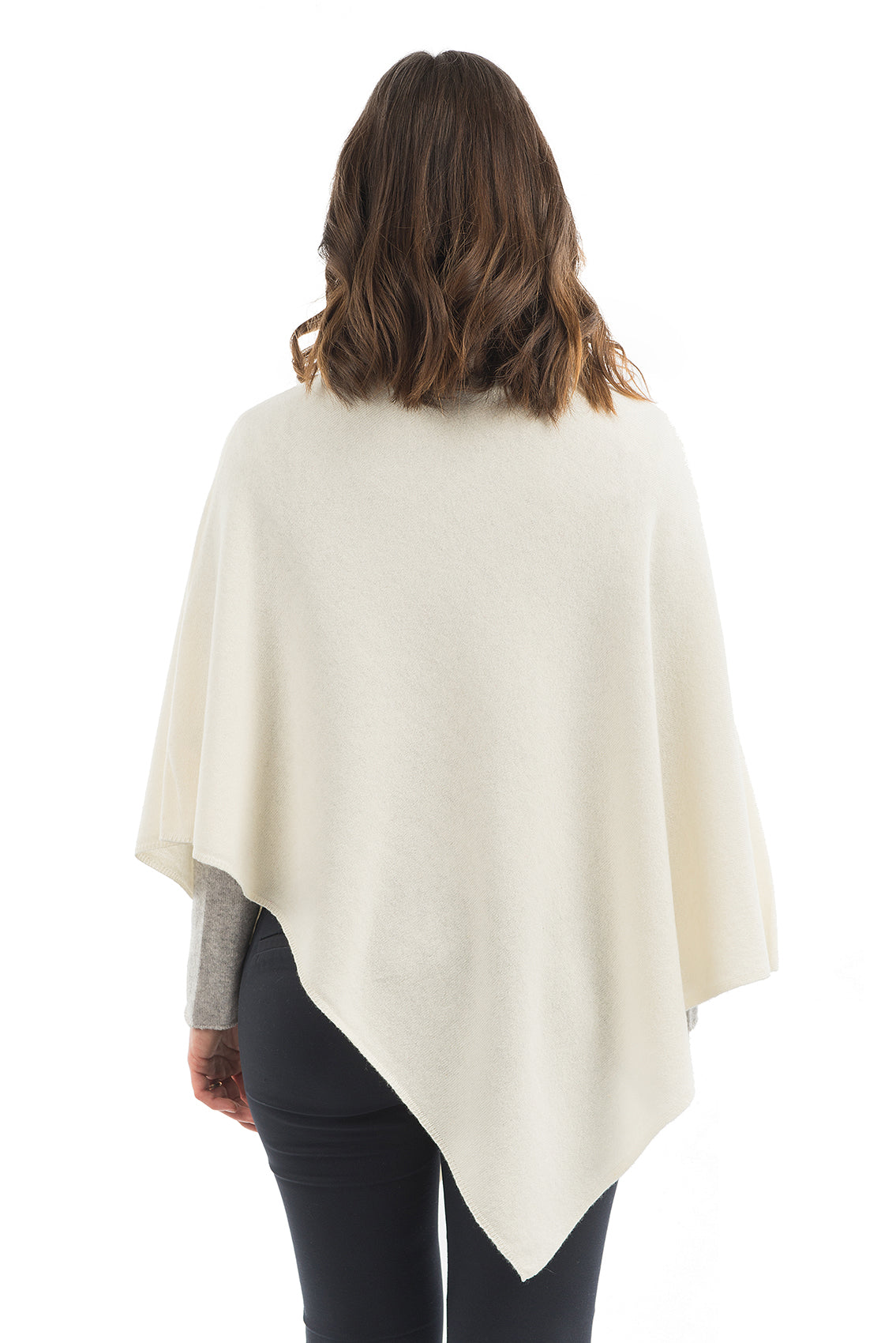 Cashmere blend poncho, colour Cream, view 3 | Dalle Piane Cashmere