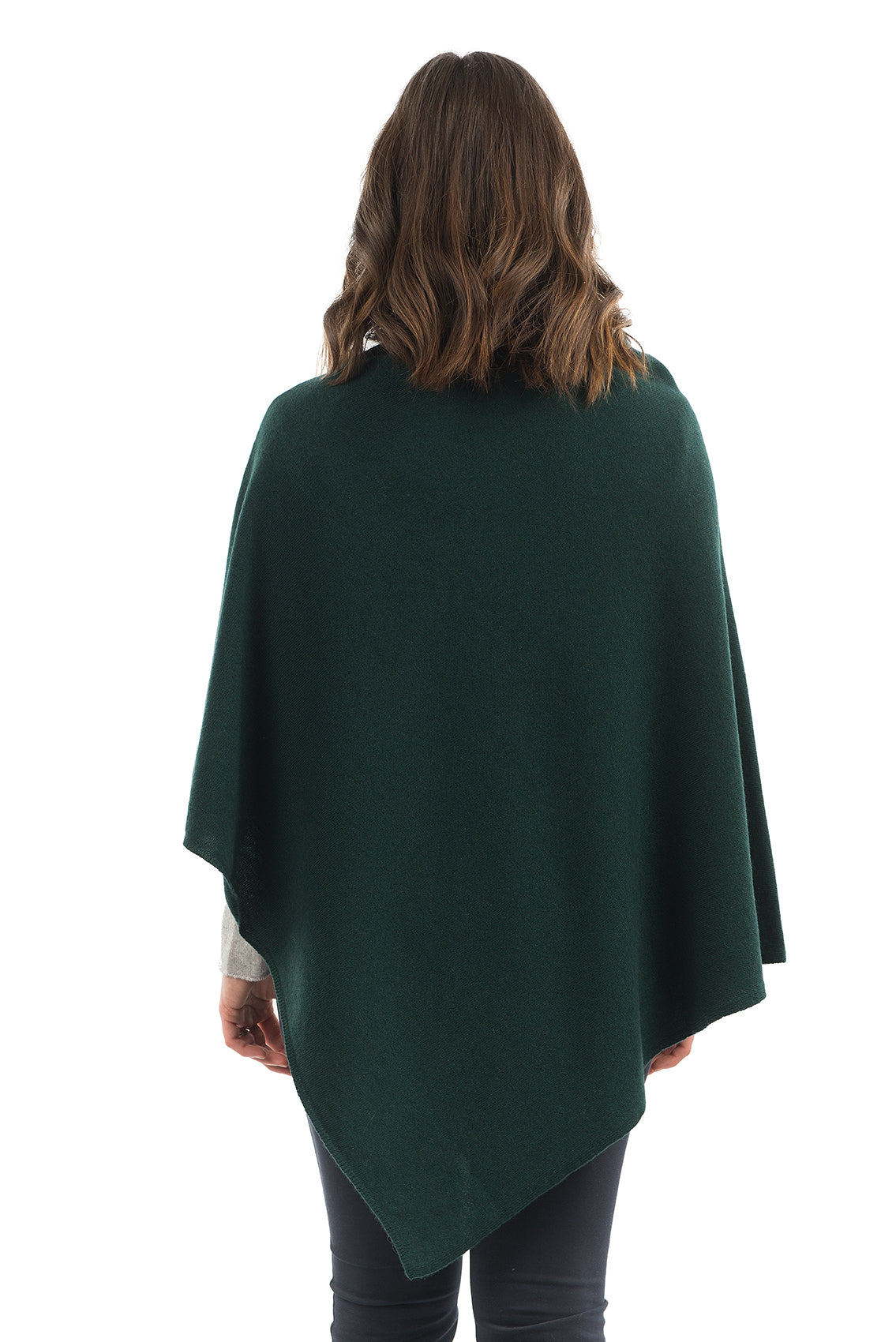 Cashmere blend poncho, colour Green, view 3 | Dalle Piane Cashmere