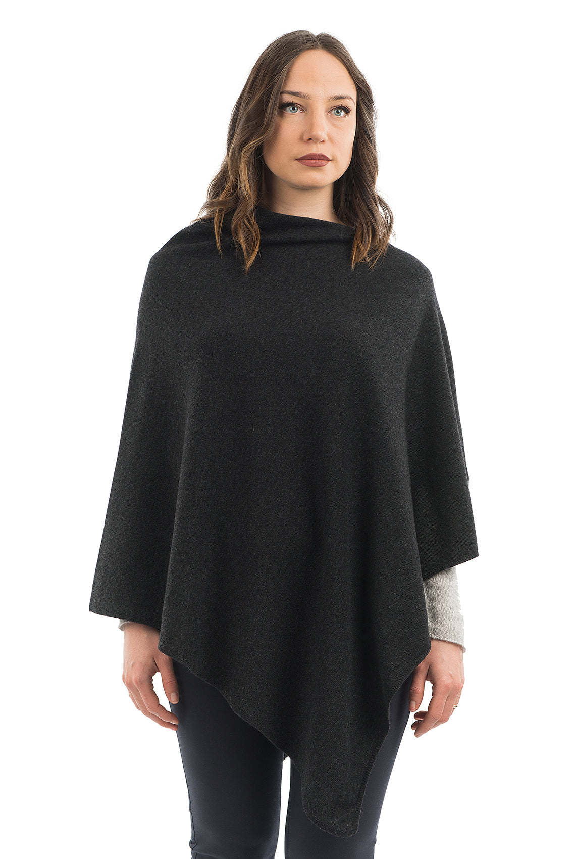 Cashmere blend poncho, colour Anthracite | Dalle Piane Cashmere