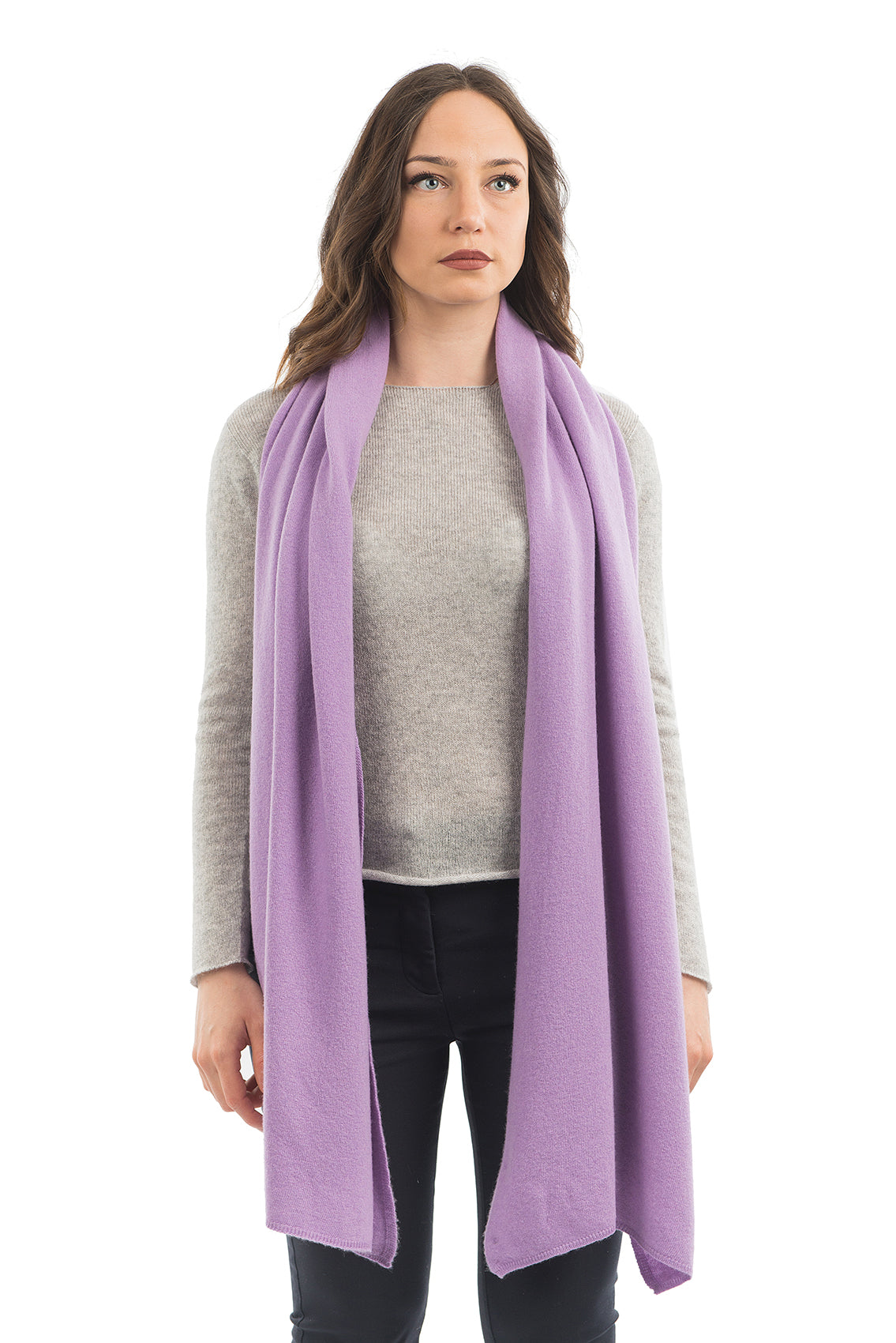 Women's cashmere blend wrap, colour Lilac | Dalle Piane Cashmere
