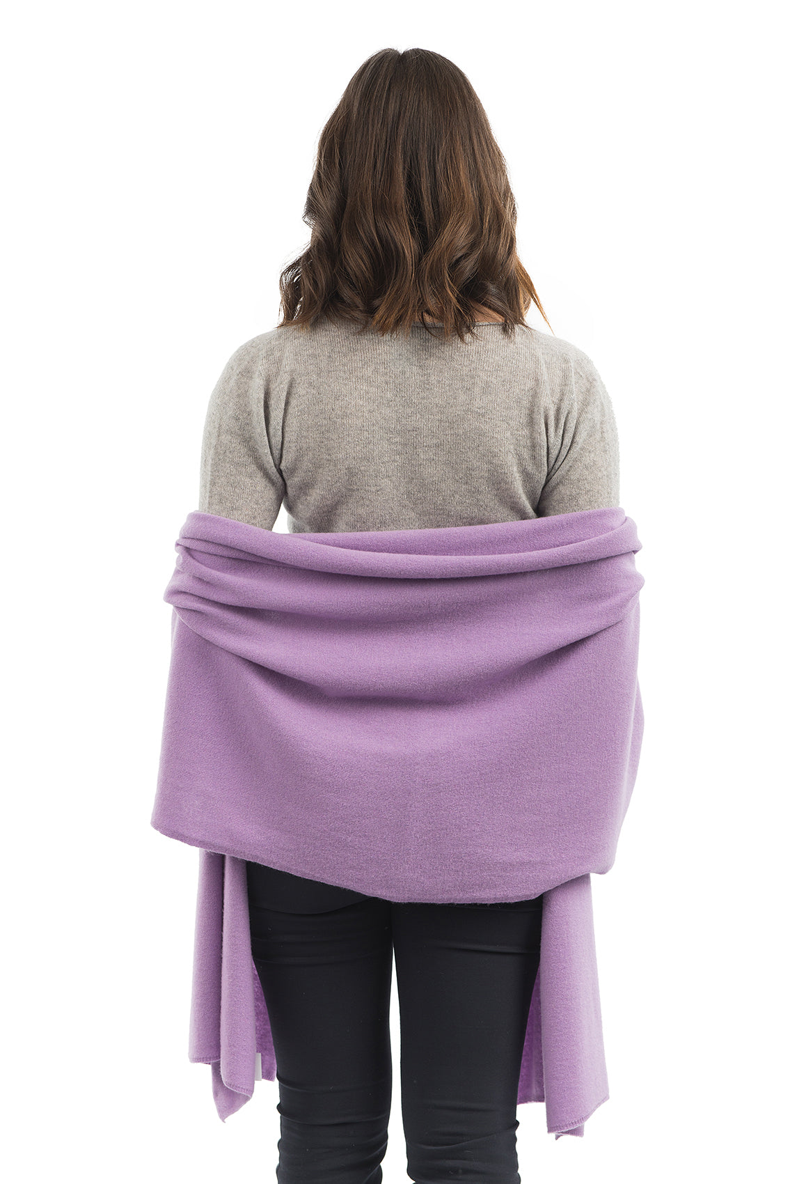 Women's cashmere blend wrap, colour Lilac, view 3 | Dalle Piane Cashmere