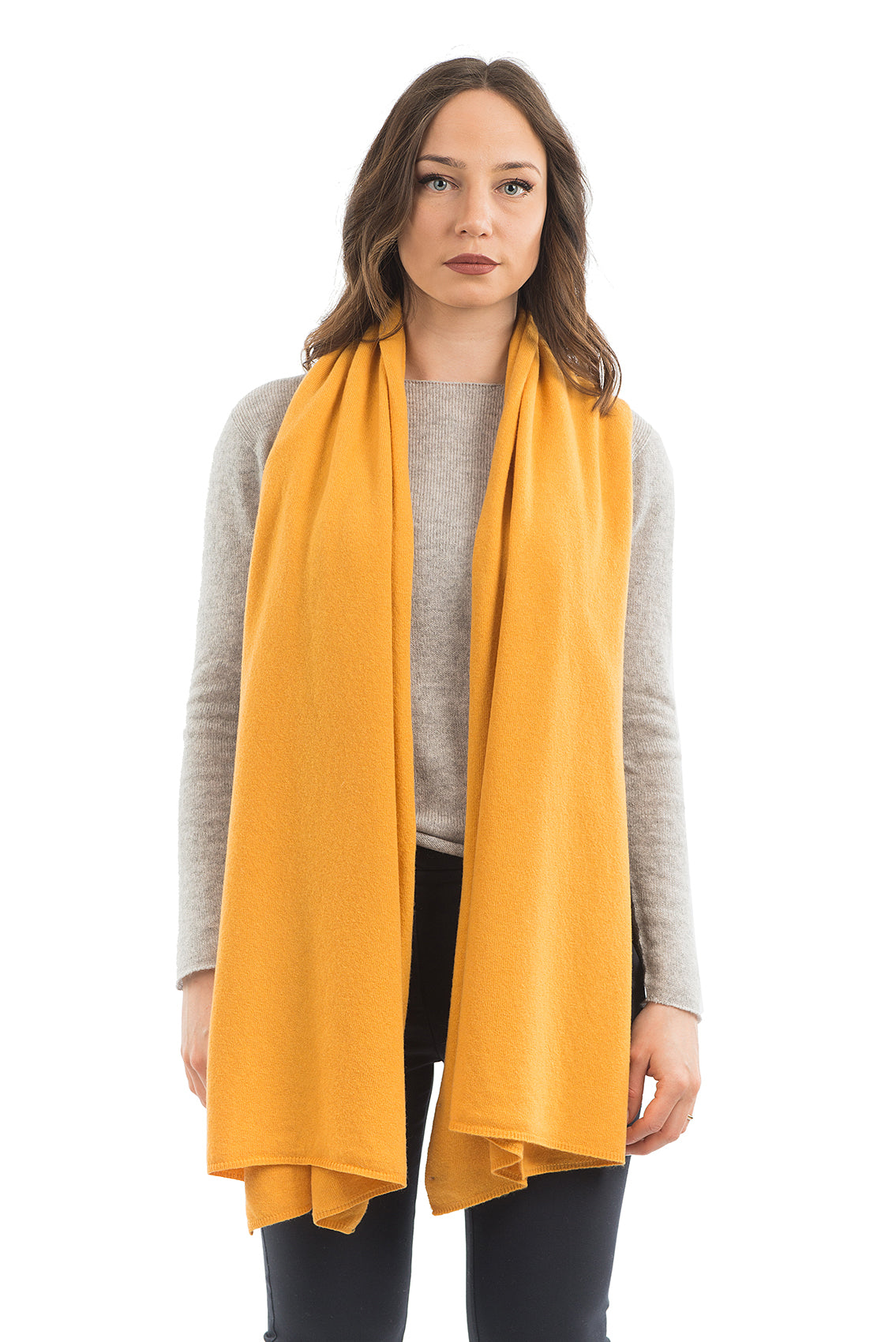 Women's cashmere blend wrap, colour Yellow | Dalle Piane Cashmere