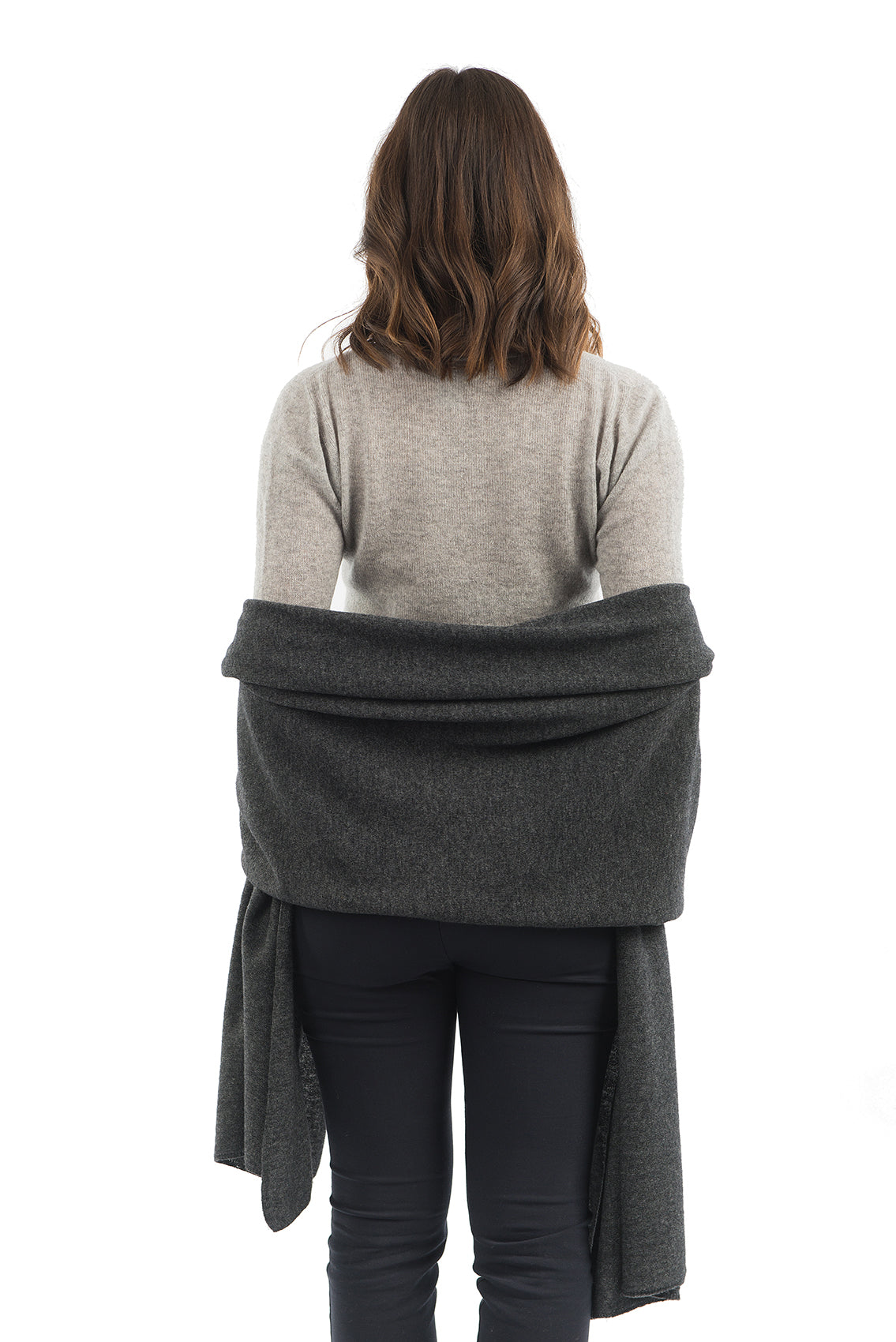Women's cashmere blend wrap, colour Anthracite, view 3 | Dalle Piane Cashmere