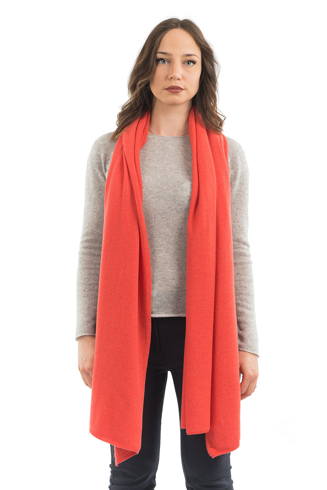 Women's cashmere blend wrap, colour Orange | Dalle Piane Cashmere
