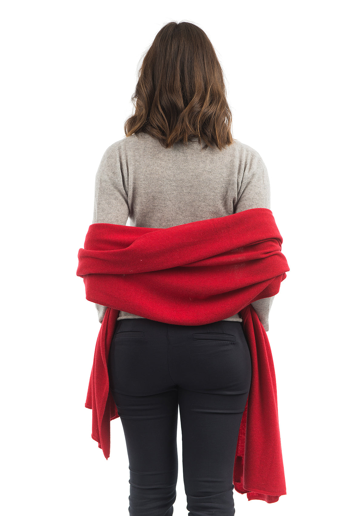 Women's cashmere blend wrap, colour Red, view 3 | Dalle Piane Cashmere