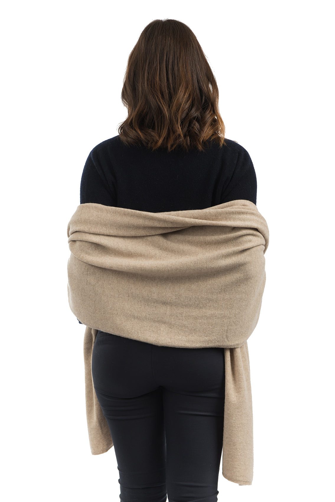 Women's cashmere blend wrap, colour Beige, view 3 | Dalle Piane Cashmere