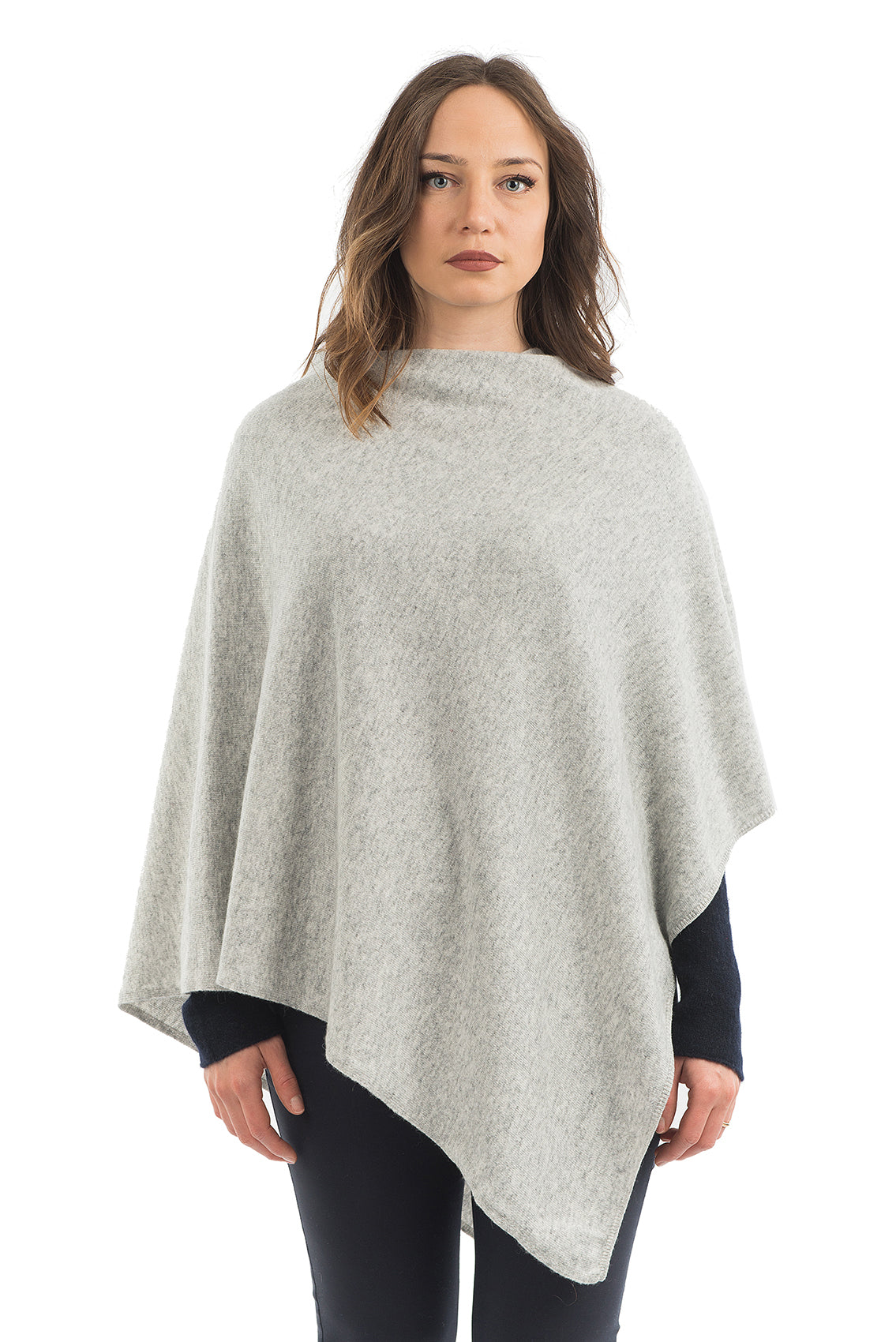 Cashmere blend poncho, colour Grey | Dalle Piane Cashmere