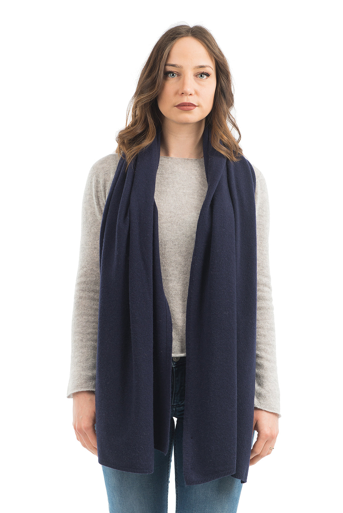 Women's cashmere blend wrap, colour Blue | Dalle Piane Cashmere