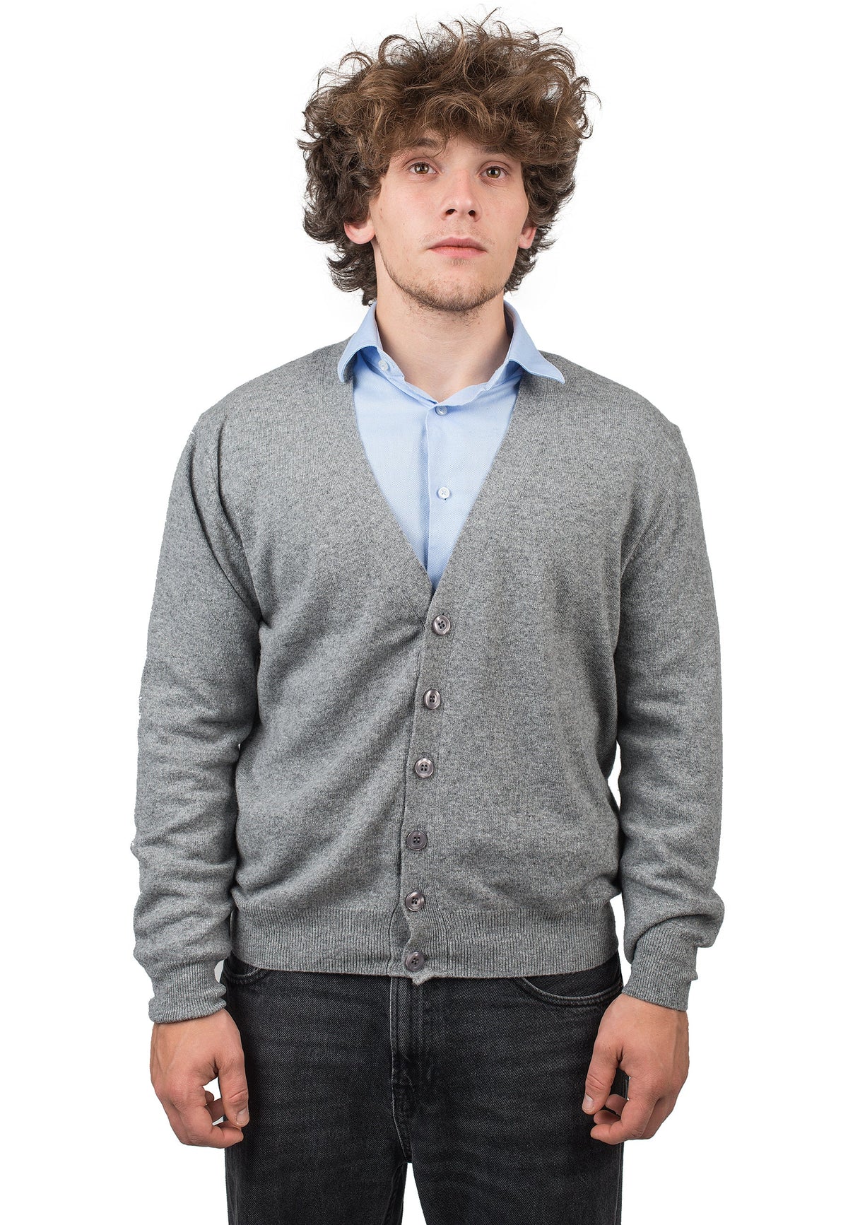 Men's cashmere blend cardigan, colour Grey | Dalle Piane Cashmere