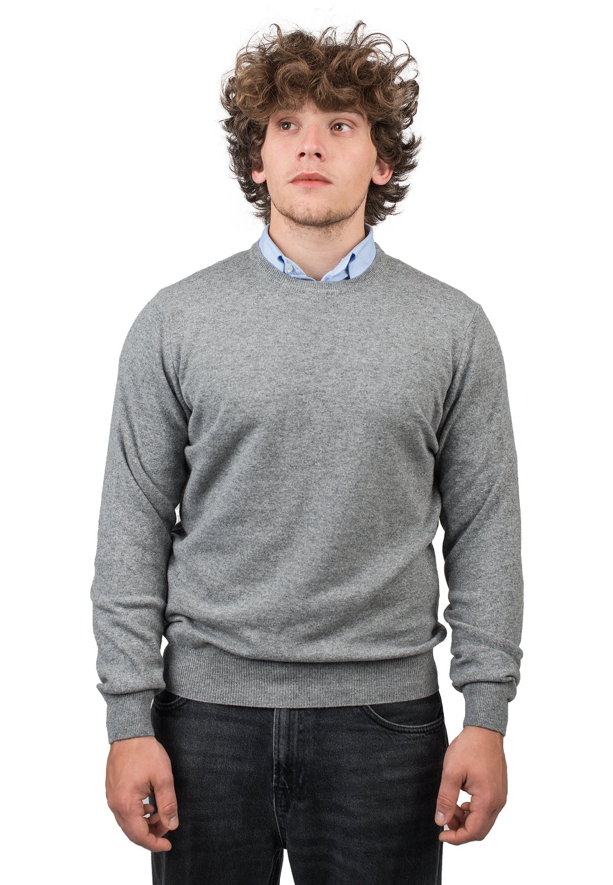 Men's cashmere blend crewneck, colour Grey | Dalle Piane Cashmere