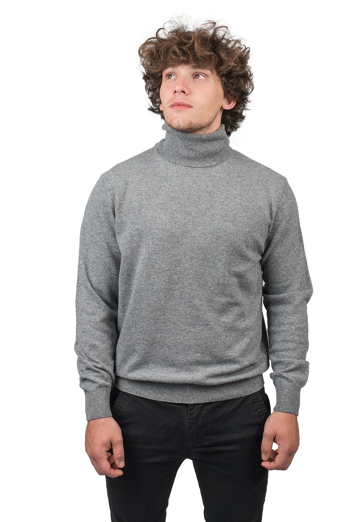 Men's cashmere blend turtleneck, colour Grey | Dalle Piane Cashmere