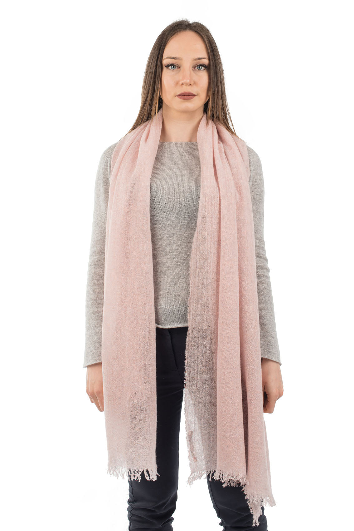 Women's 100% cashmere pashmina, colour Pink | Dalle Piane Cashmere