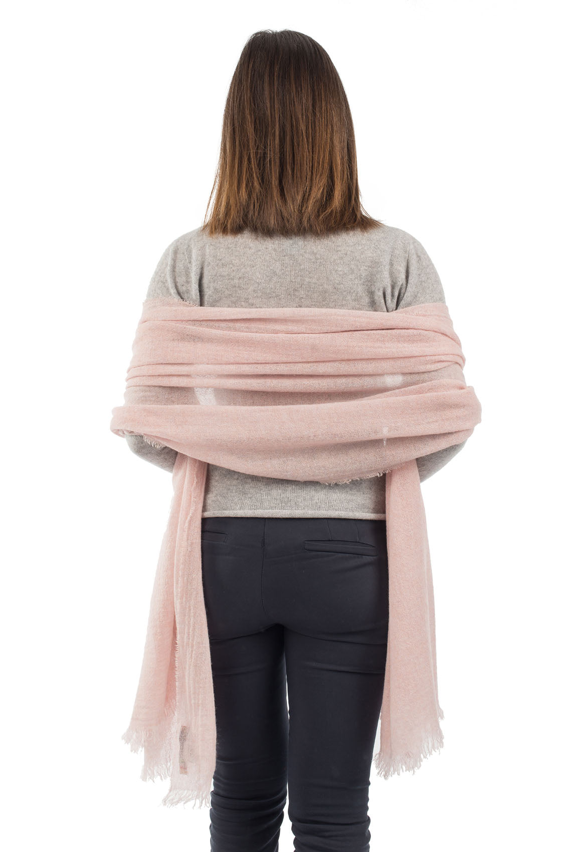 Women's 100% cashmere pashmina, colour Pink, view 4 | Dalle Piane Cashmere