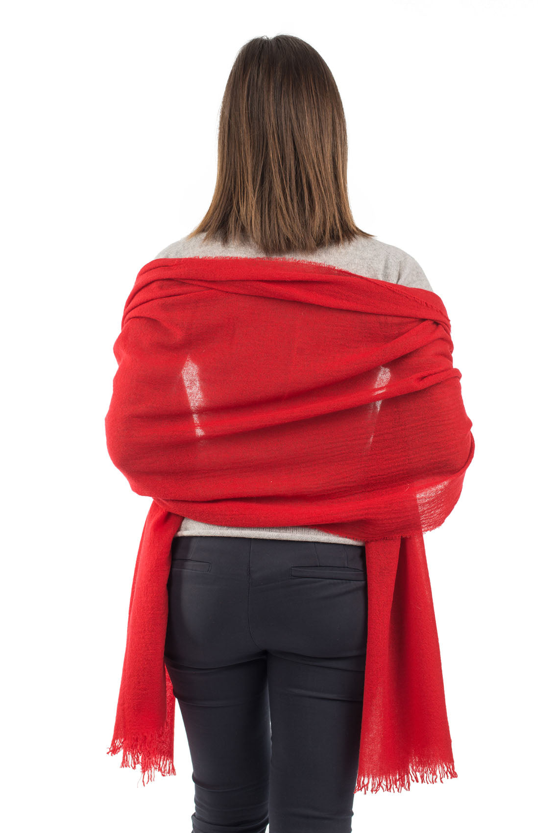 Women's 100% cashmere pashmina, colour Red, view 4 | Dalle Piane Cashmere